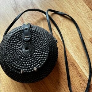 Black Woven Crossbody Bag